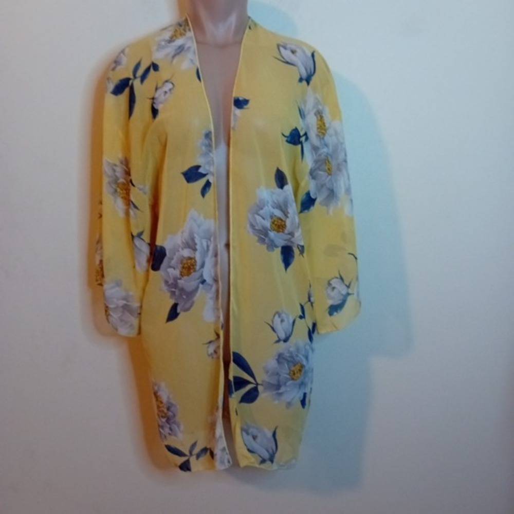 Women's I Joah Sheer Chiffon Lightweight Floral‎ Flower Cardigan Duster Office S - Picture 2 of 14